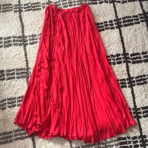Free People Sweeping Red Maxi Wrap Skirt